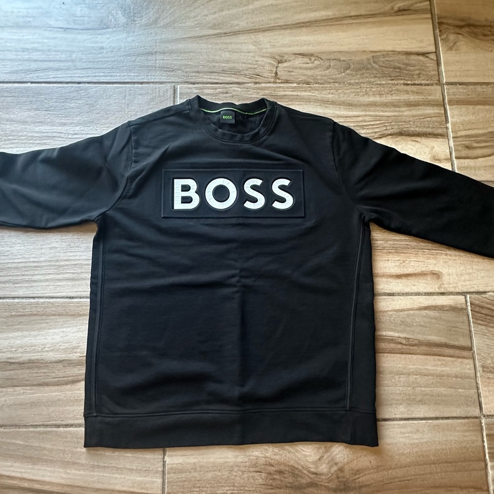 BOSS Men's Black Crewneck Sweater
